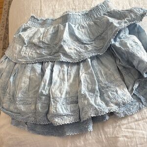 LoveShackFancy Denimy Tie Dyed Blue Skirt - size XS